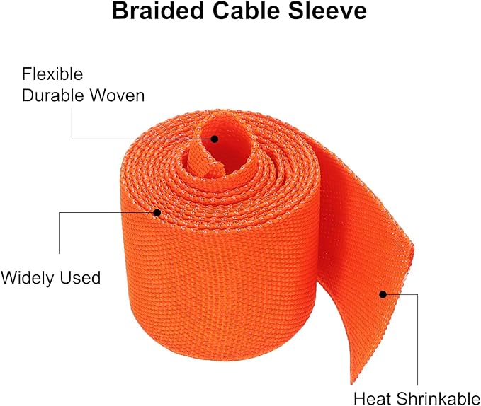 MECCANIXITY Braided Cable Sleeves Heat Shrinkable Fabric Sleeving, 1 1/4" 3ft - Image 4