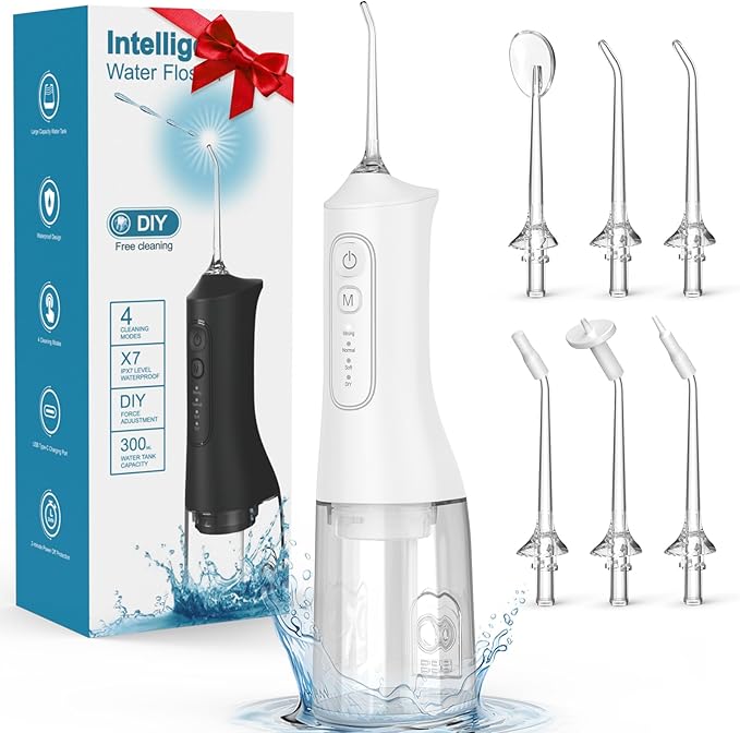 Water Flosser, Rechargeable 300ML IPX7 Waterproof Cordless Portable Oral by Cemobene