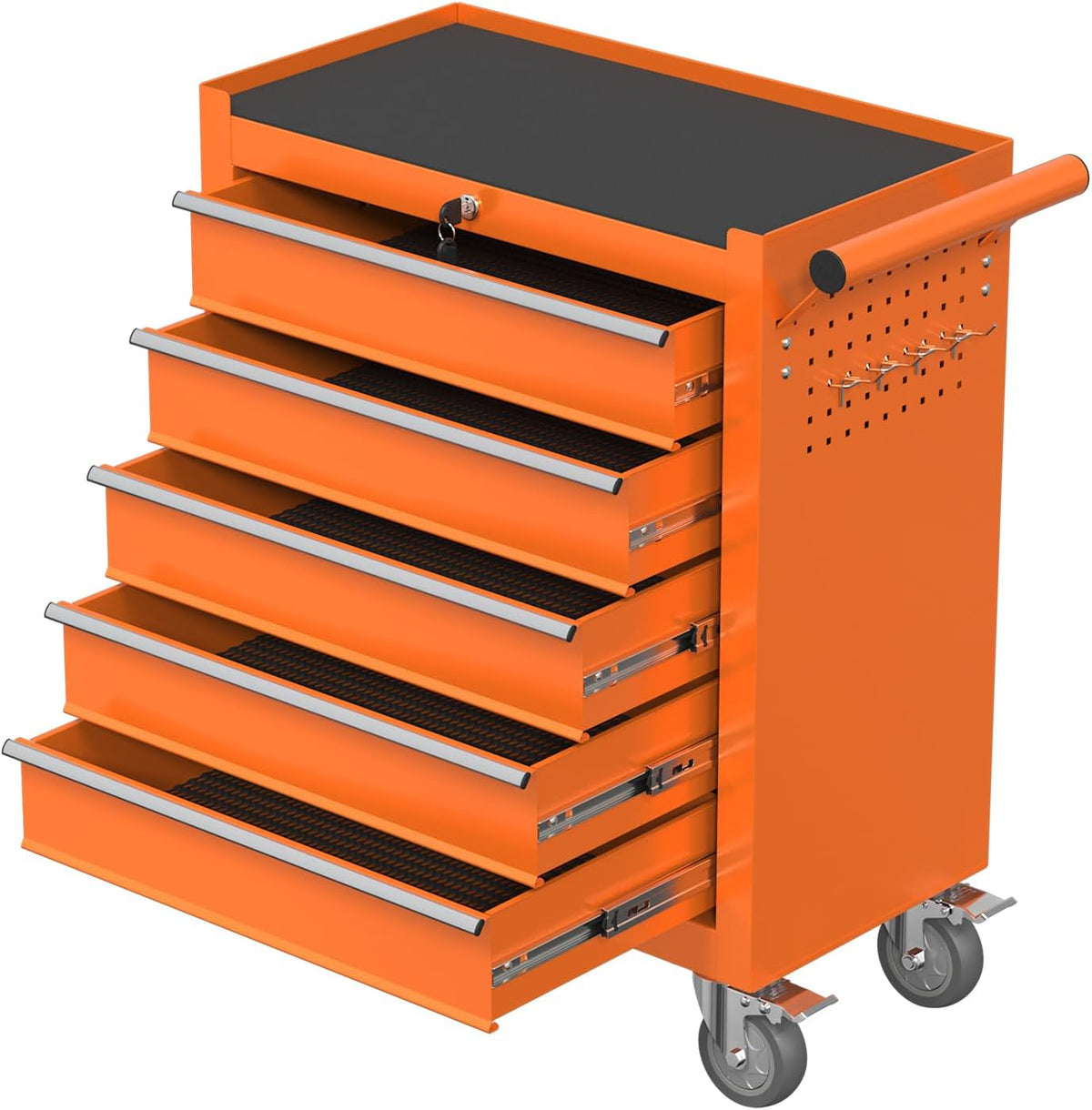 5-drawer rolling tool chest with wheels, metal tool, main product view