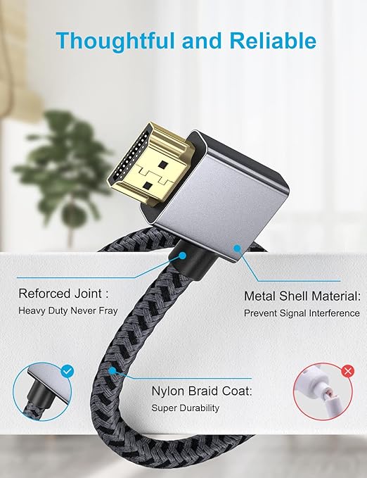 XAOSUN Right Angle HDMI 2.0 Cable 6.6 Feet, Strong Anti-Interference, 18Gbps - Image 8