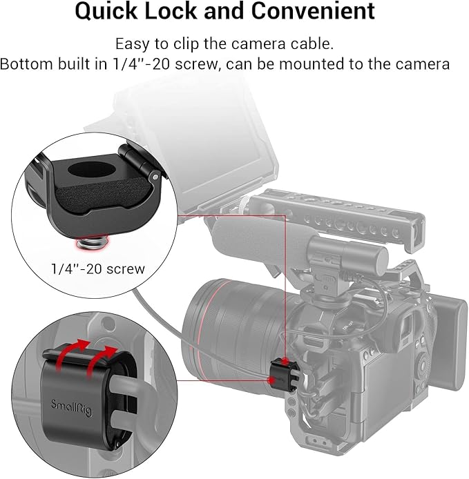 SmallRig Camera Clamp for HDMI/SDI/Microphone Cable, DSLR Camera Cable Lock - Image 3