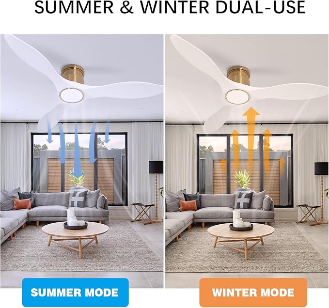 52 Inch Ceiling Fan with Lights and Remote, Modern 3 Blade Ceiling Fans - Image 5