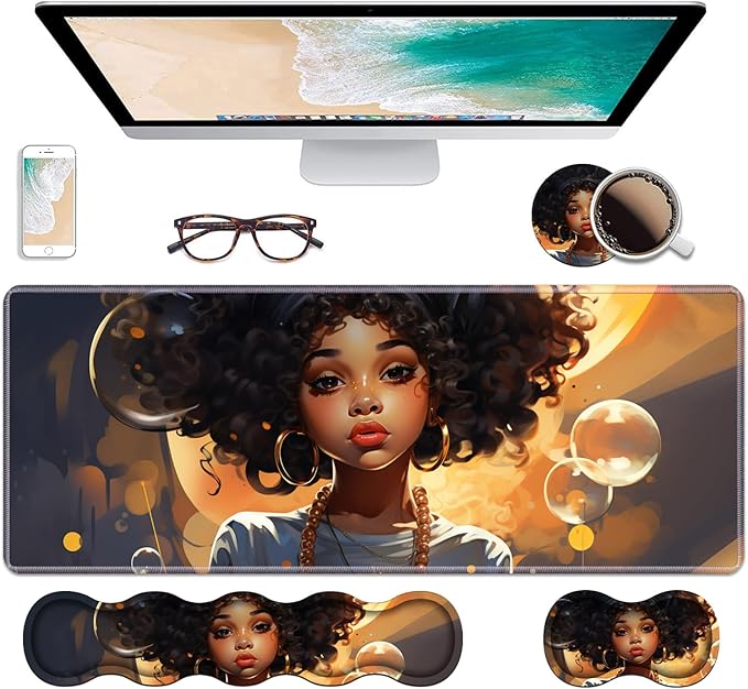 Ergonomic Keyboard Wrist Rest & Mouse Pad Wrist Rest Set, Large XXL Gaming Desk by Unknown