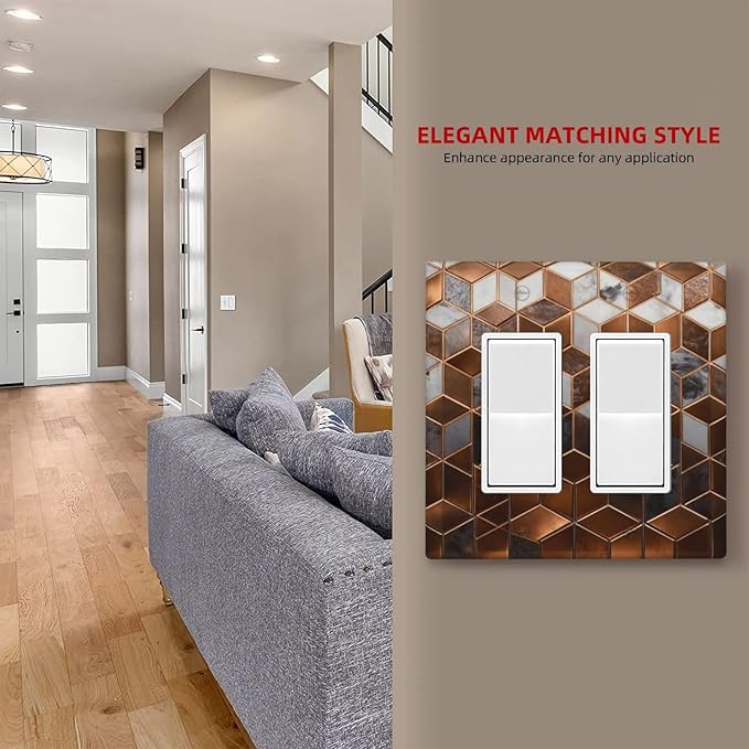 Bvtewkhz Brown Abstract Luxury Modern Geometric Cubic Marble 2 Gang Double - Image 6