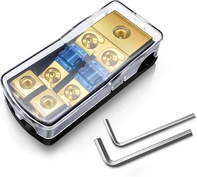 BULVACK 2 Way Mini ANL Fuse Holder, Copper 0/2/4 Gauge to 4/6/8 Gauge 60 Amp by BULVACK