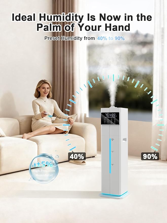 Zeova 9L/2.4Gal Smart Cool Mist Humidifier, Top Fill Quiet Humidifier Large Room - Image 8