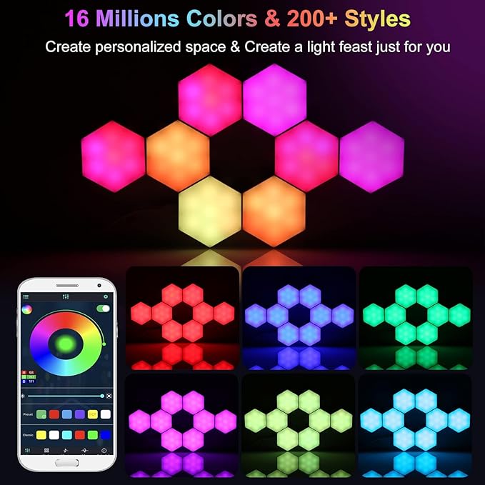 Vcwtty Hexagon Lights Wall Panels, Smart LED Wall Lights - Image 3