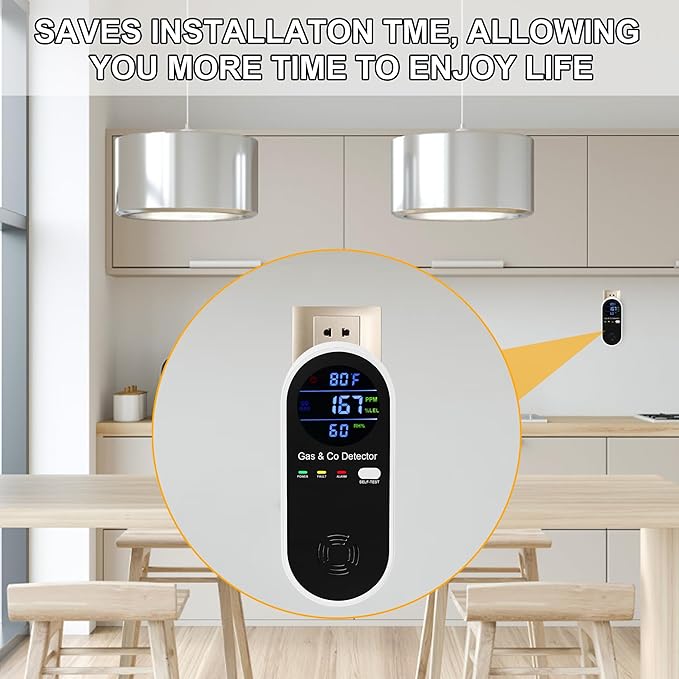 2 Packs Combination Natural Gas & Carbon Monoxide Detector, Koabbit 4-in-1 - Image 5