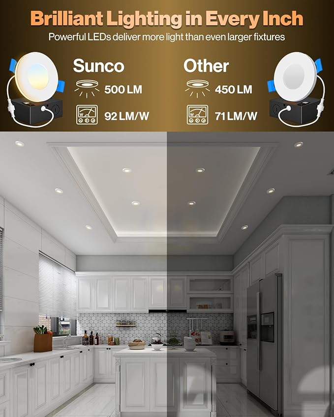 Sunco 3 Inch LED Recessed Slim Down Light - Image 7