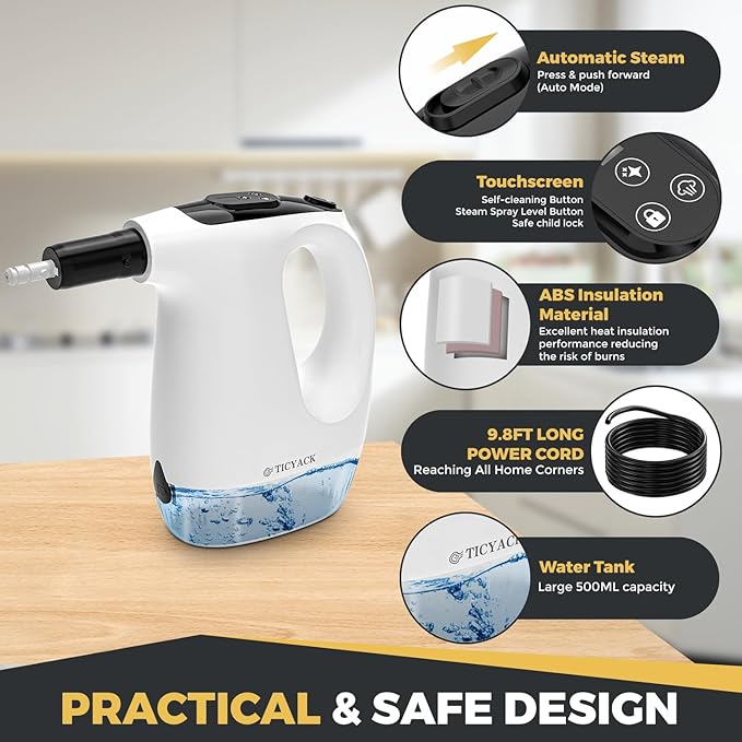 Handheld Steam Cleaner, 15S Rapid Heating, 3 Adjustable Modes, 14 Cleaning Kits - Image 3
