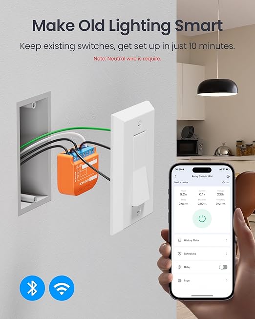 SwitchBot Matte Relay Switch 1PM, WiFi Switch Compatible - Image 5