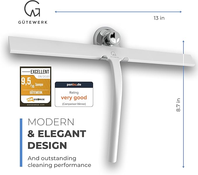 GÜTEWERK Shower Squeegee for Glass Doors, Silicone Window Squeegee, Bathroom - Image 3