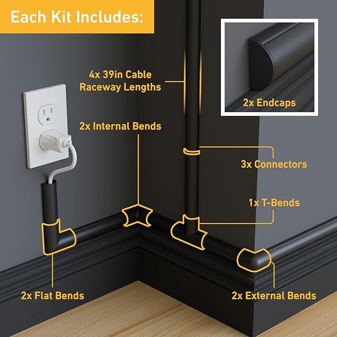 D-Line 13.12ft Cord Hider Kit, Patented Cable Cover, Hide Wires on Wall - Image 2