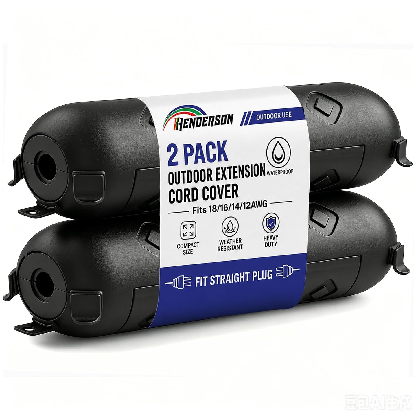 2 Pack Outdoor Extension Cord Cover IP44 Waterproof Safety Cover | Protects Outdoor Plugs from Rain, Snow, and Dust, Ideal for Christmas Lights, Garden Tools, and Holiday Decorations