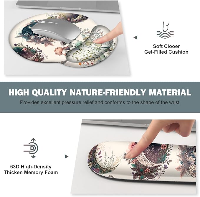 Large Desk Mat, Cute Boho Plants Mouse Pad, Apricot Desk Pad, XXL Mousepad + - Image 5