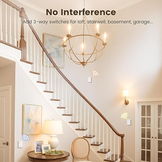 SURAIELEC 3 Way Wireless Light Switch and Receiver Kit, RF 100Ft, No WiFi - Image 3