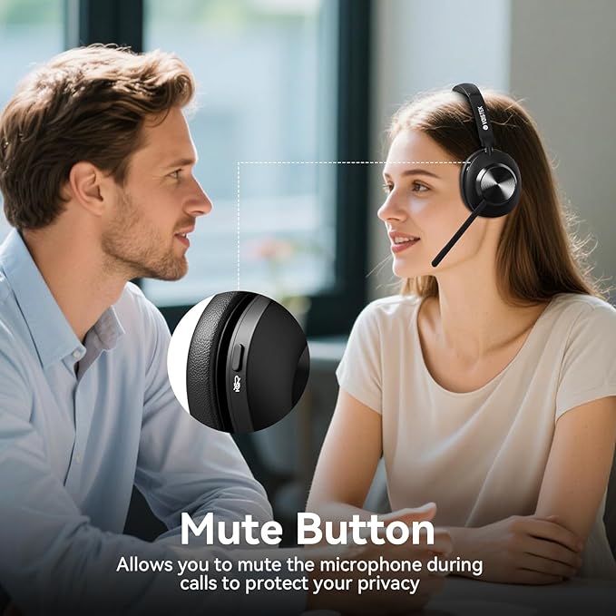 Wireless Headset with Mic, Wireless Work Headset with Mic Noise Cancelling & - Image 8