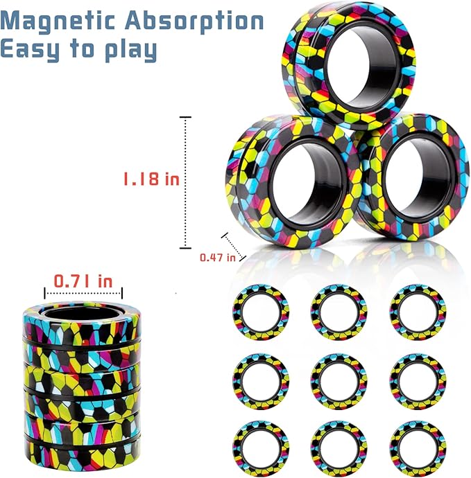Magnetic Rings Fidget Toys Pack, Idea ADHD Fidget Toys, Adult Fidget Spinner - Image 3