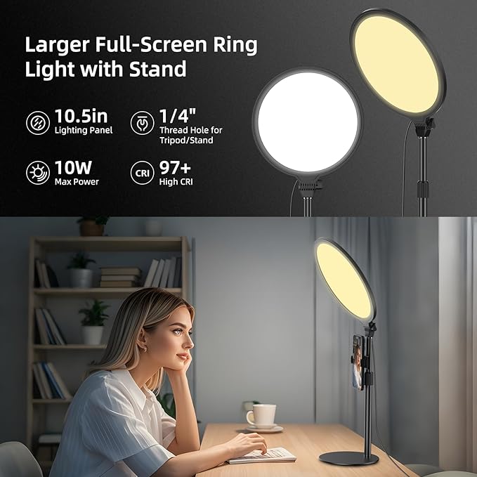 Anautin 10.5in LED Desk Ring Light, Video Conference Lighting - Image 2