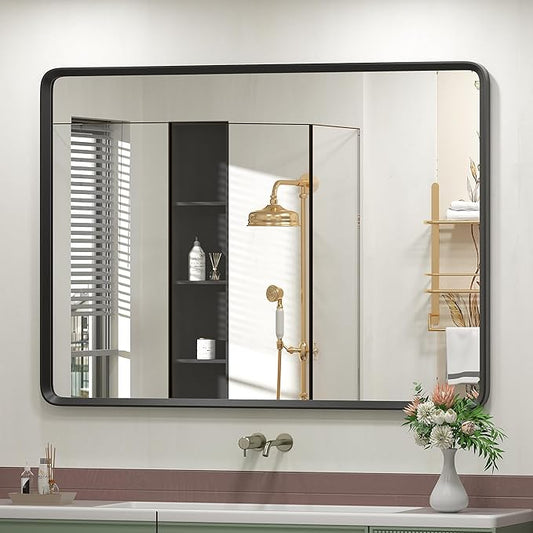 44x36 Inch Black Matte Framed Mirror by GOLOMO