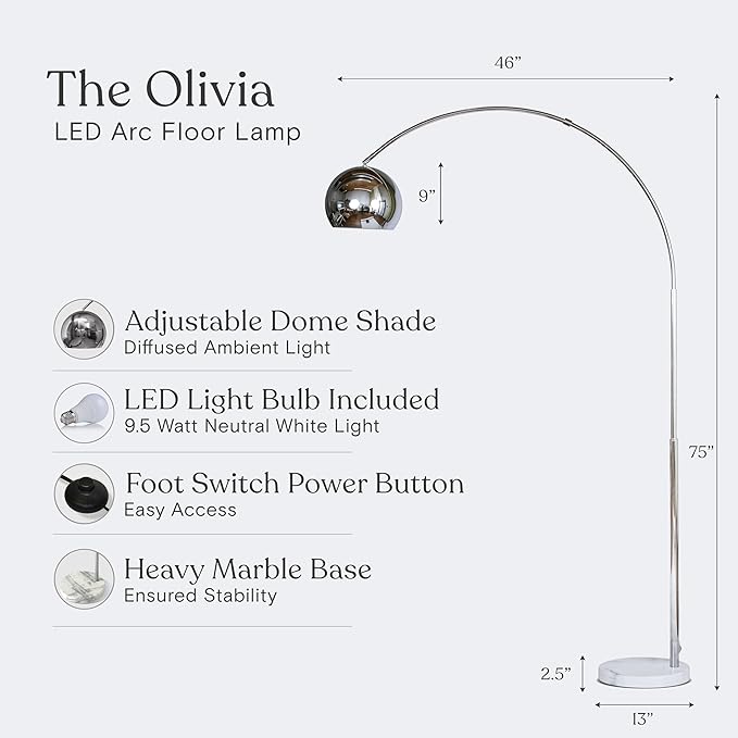 Brightech Olivia Floor Lamp, Arc Lamp - Image 5