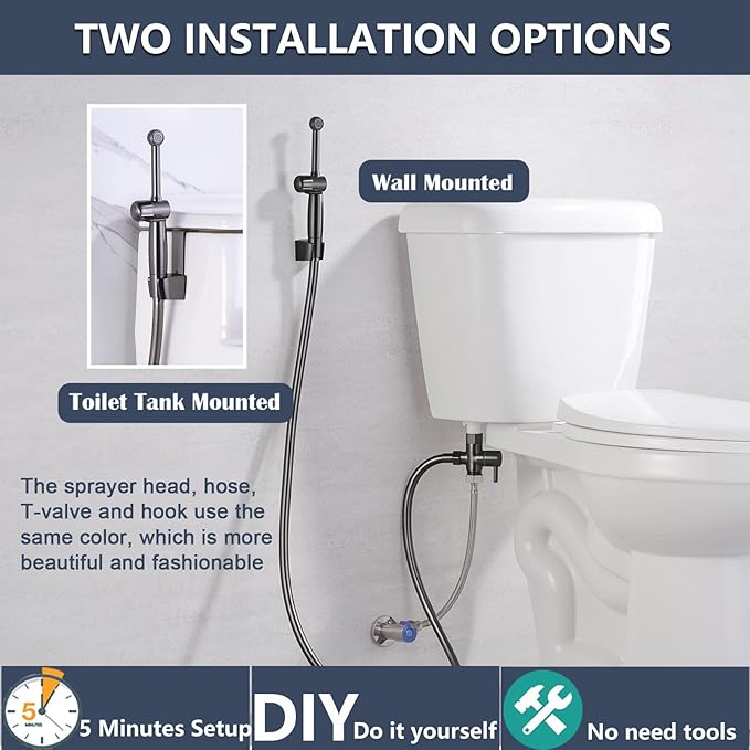 SonTiy Handheld Bidet Toilet Sprayers Black Stainless, Cloth Diaper Sprayer - Image 6