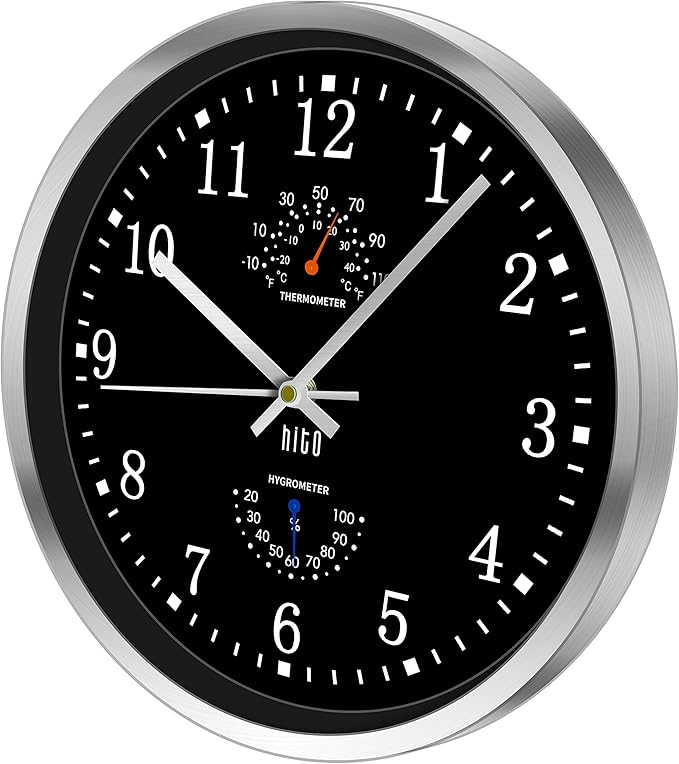 HITO 14 Inch Silent Wall Clock Battery Operated, Large Wall Clock - Image 2