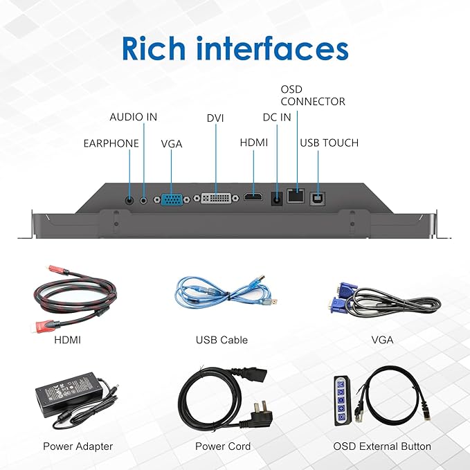 13.3 Inch 1000 Nits High Brightness 10 Points Open Frame Touch Display - Image 7
