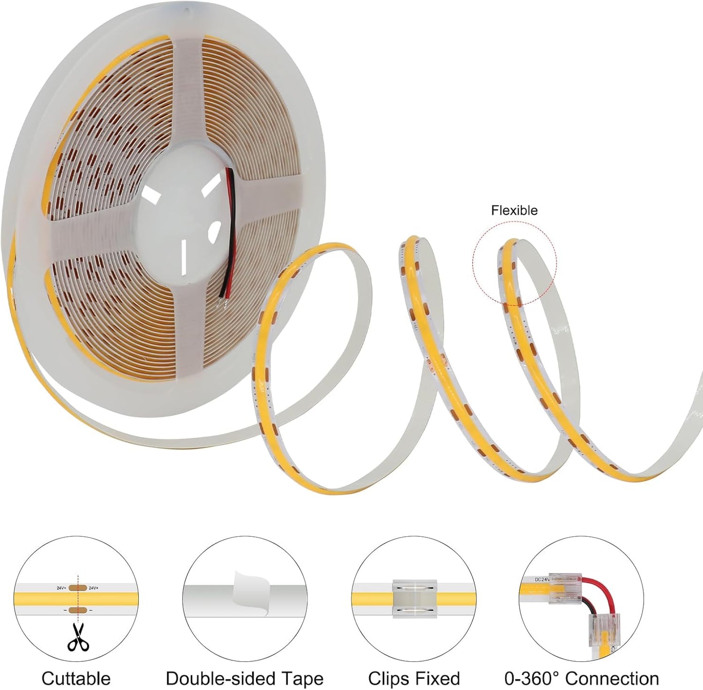 COB LED Strip Light 32.8ft, 12V 3120 LEDs CRI90+ Dotless LED Tape for Home | Uniform Glow Flexible Cuttab Dimmable 2700K Ambience High CRI Lighting for Kitchen Cabinets Bedrooms Ceilings & DIY Decor