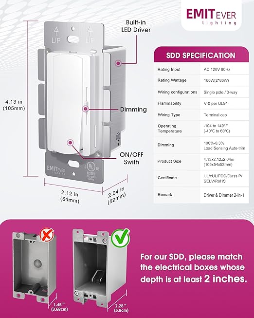 Dimmer Light Switch & 24V 160W Dimmable LED Driver 2 in 1, UL Listed Class 2 - Image 7