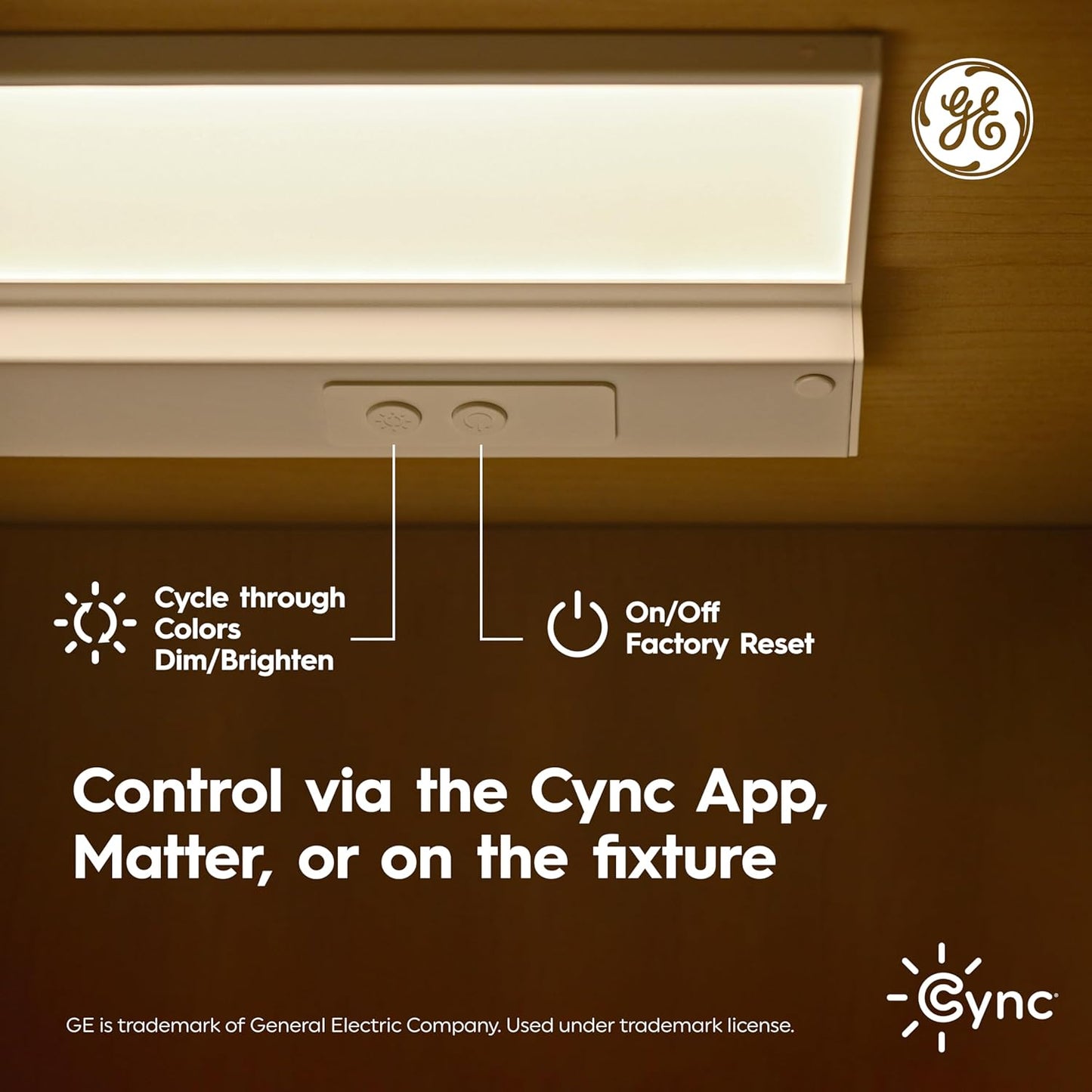 GE Cync Reveal HD+ Smart Undercabinet Light Fixture, Color Changing Undercab Light, Smart Wi-Fi Kitchen Light, Works with Alexa and Google Home, 18-in Bar, 93131251