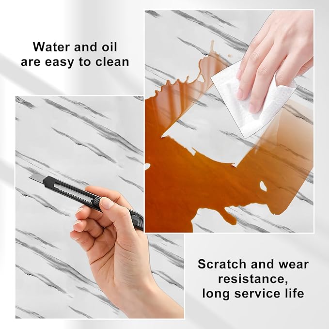 Wall Panels Peel and Stick，PVC Imitation Artificial Marble Tiles Sticker，10 pcs - Image 6