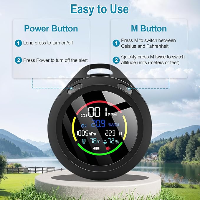 Portable Carbon Monoxide Detectors, 6-in-1 CO Detector, - Image 6