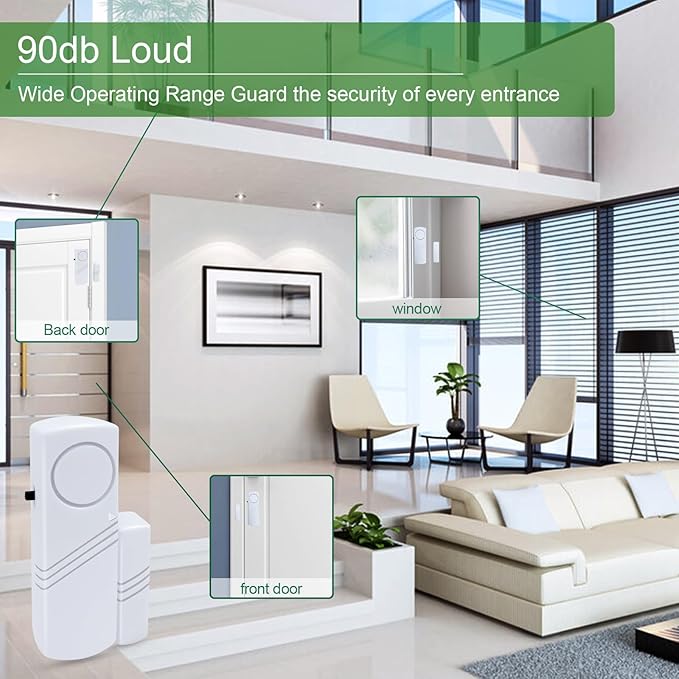 Door Window Alarm, 90dB Door Alarms Sensor - Image 5