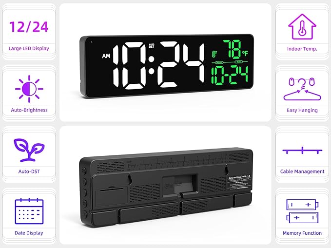 Large LED Digital Wall Clock - Image 2