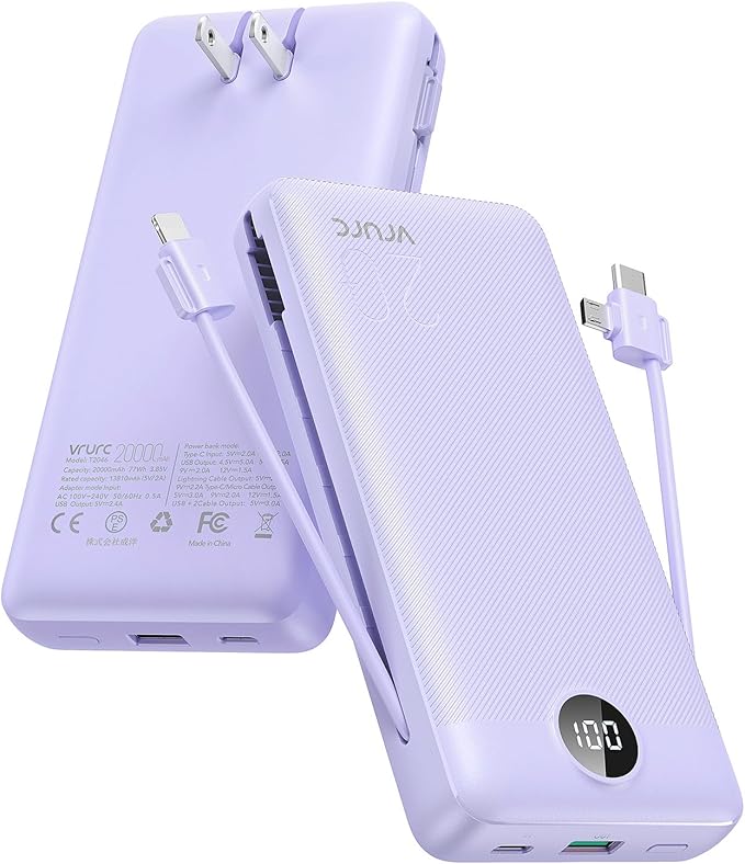 VRURC Portable Charger 20000mAh, Fast Charging Power Bank USB C, 4 Output 2 by Home