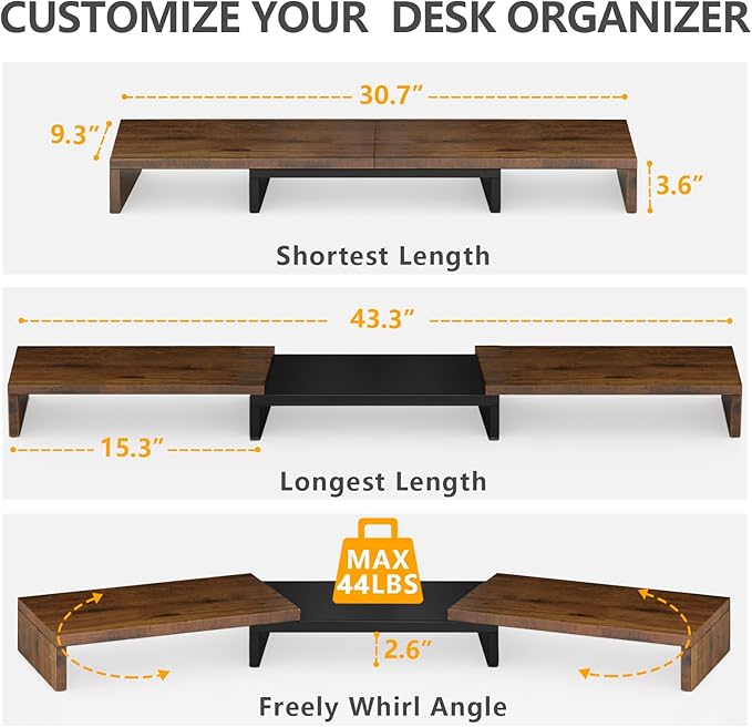 TAVR Dual Monitor Stand Riser, Computer Monitor Stands - Image 3