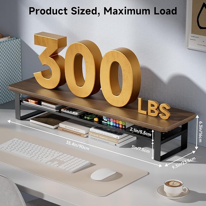 NestNeat Dual Monitor Stand, 35.4 Inch Monitor Stand Riser - Image 2