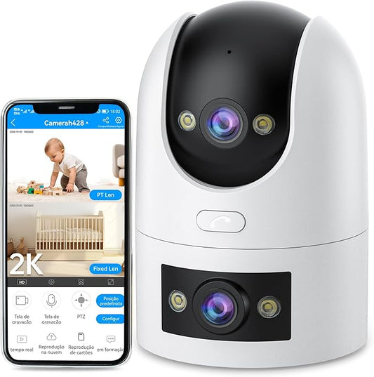 2K Indoor Cameras for Home Security, Dual-Lens Security Camera 360° PTZ for by JOOAN