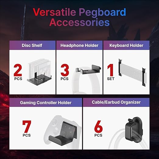 PEGZONE Controller and Headphone Holder Wall Mount, Modular Gaming Pegboard - Image 4