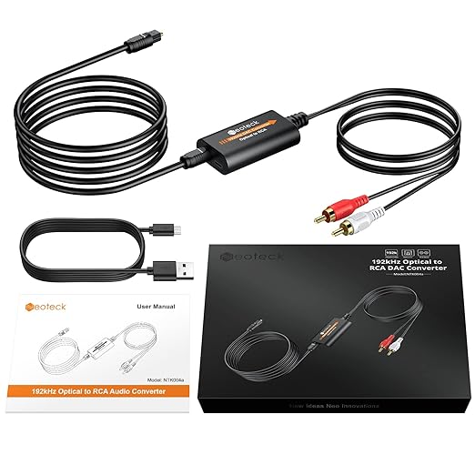 Neoteck 192kHz DAC Converter 7ft/2.1m Optical to RCA Cable SPDIF to RCA Digital - Image 8