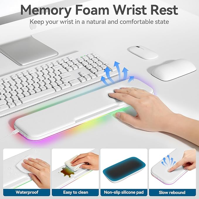 KONDOUND 2-in-1 Heated Wrist Rest Set, Ergonomic Memory Wrist Pad - Image 5