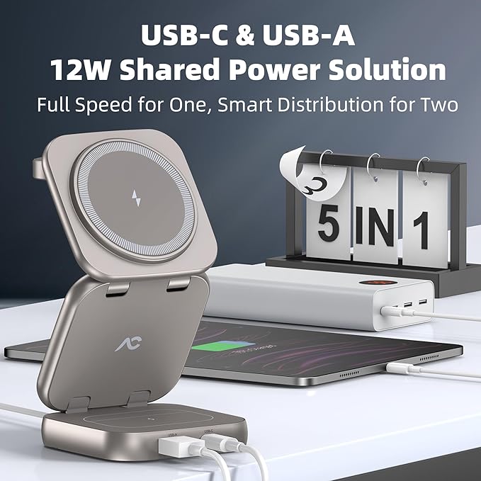 5-in-1 Wireless Charger for MagSafe, AC ISLAND Portable Travel Charging Station - Image 3