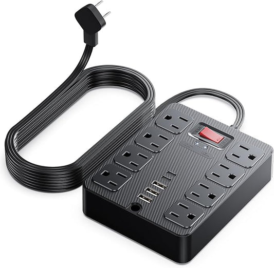 13 in 1 Surge Protector Power Strip Flat Plug 8 Widely AC Outlet 3 USB Ports by Unknown