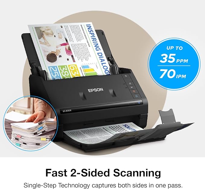 Epson Workforce ES-400 II Color Duplex Desktop Document Scanner - Image 5