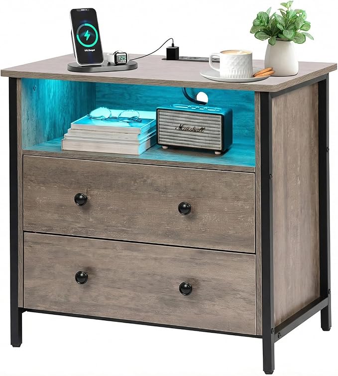 Tykacna 27 Inch Wide Night Stand, Large Wood Night Stand by Tykacna