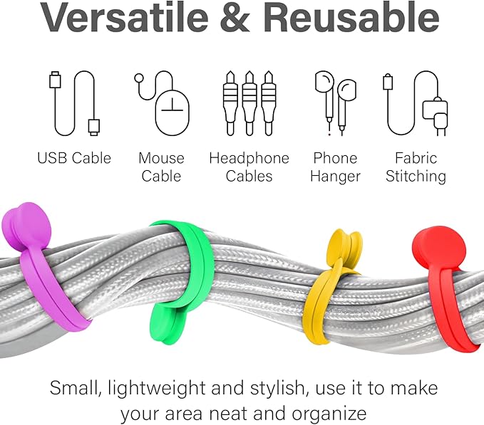 30-Pack Magnetic Cable Ties – Snap-On Silicone Magnetic Cord Ties - Image 7