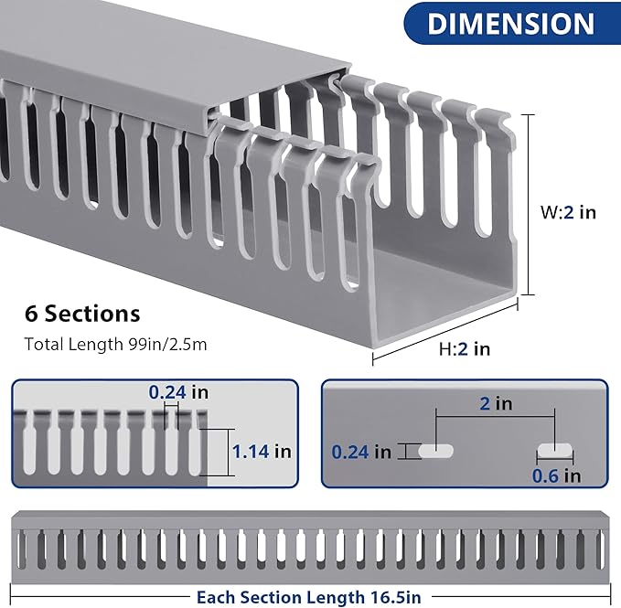 ZhiYo 2 x 2in Professional Server Rack Cable Management Raceway, 99in Cable - Image 2