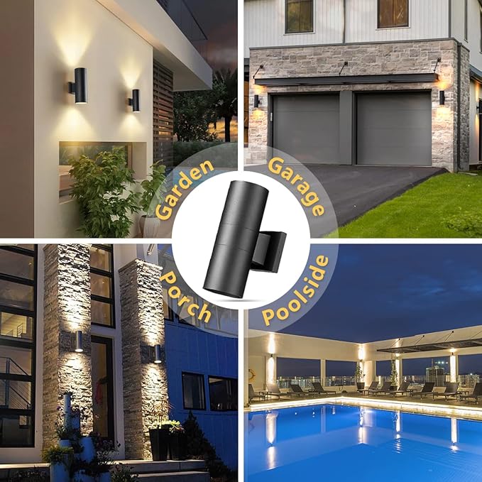 wowlite Modern Outdoor Wall Lights, Up and Down Lights Wall Mount Cylinder - Image 7