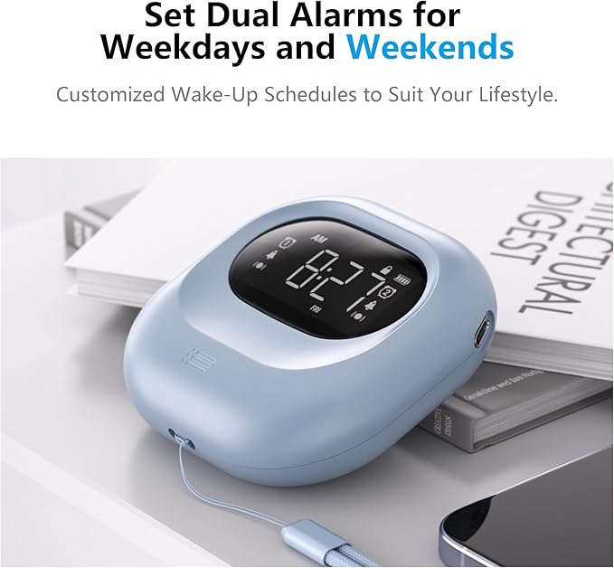 Vibrating Alarm Clock for Heavy Sleepers, Battery Operated Rechargeable Bed - Image 4